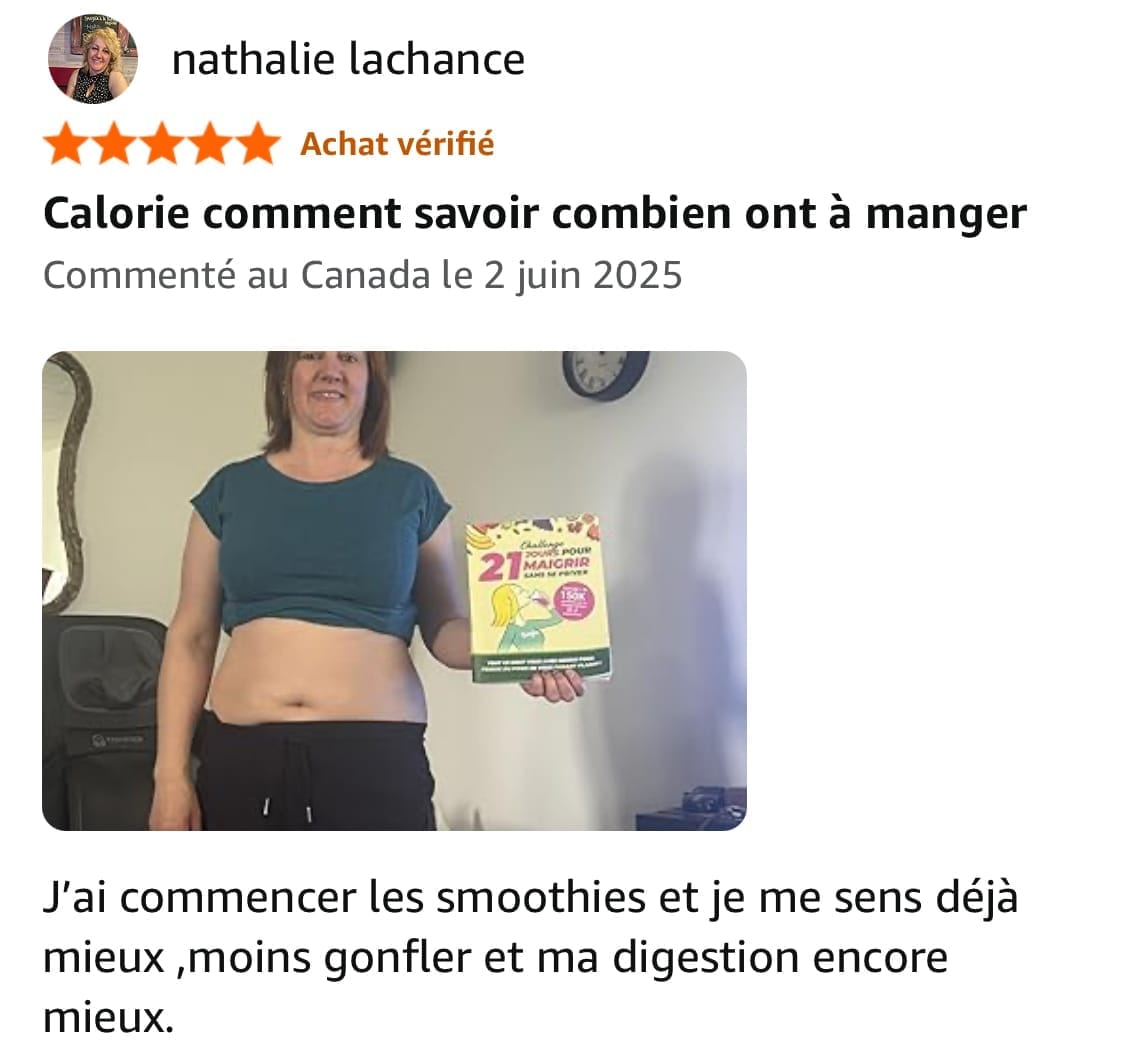 Avis Challenge Happy Smoothie - Témoignage client Facebook et résultats après 21 jours