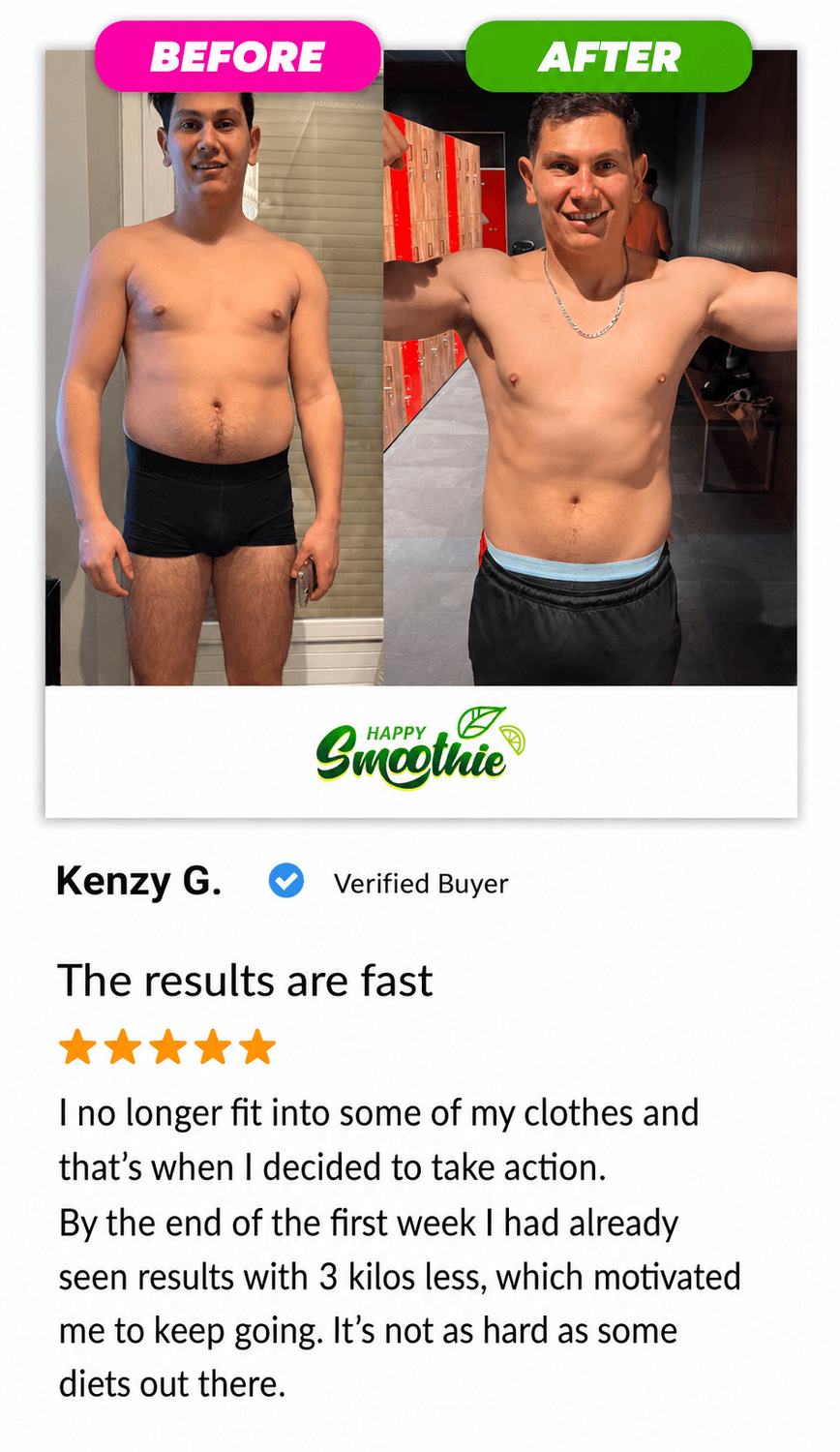 Témoignage client sur le programme Happy Smoothie - Résultats et satisfaction après 21 jours de challenge minceur