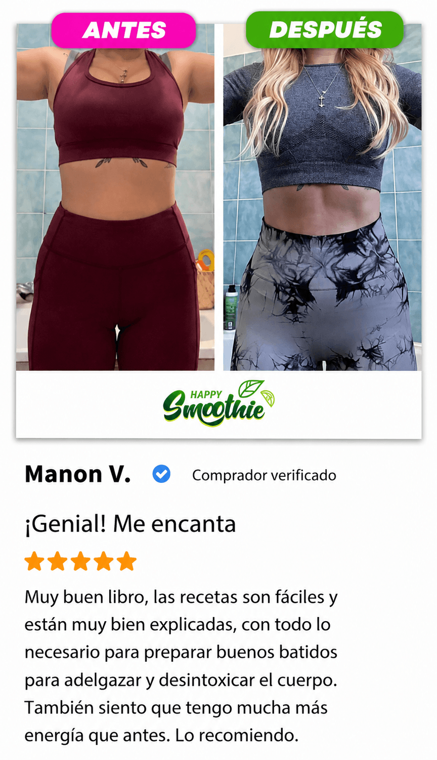 Témoignage d’un client satisfait du programme Happy Smoothie - Résultats visibles après 21 jours