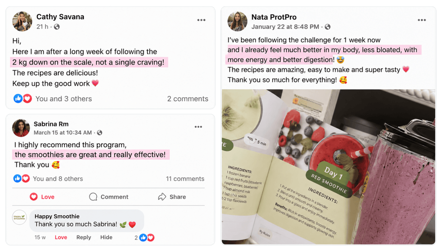 Avis Challenge Happy Smoothie - Témoignage client et résultats après 21 jours