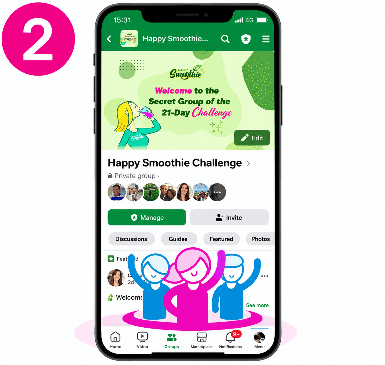 Accès à la communauté privée Happy Smoothie - Partage, motivation et conseils exclusifs