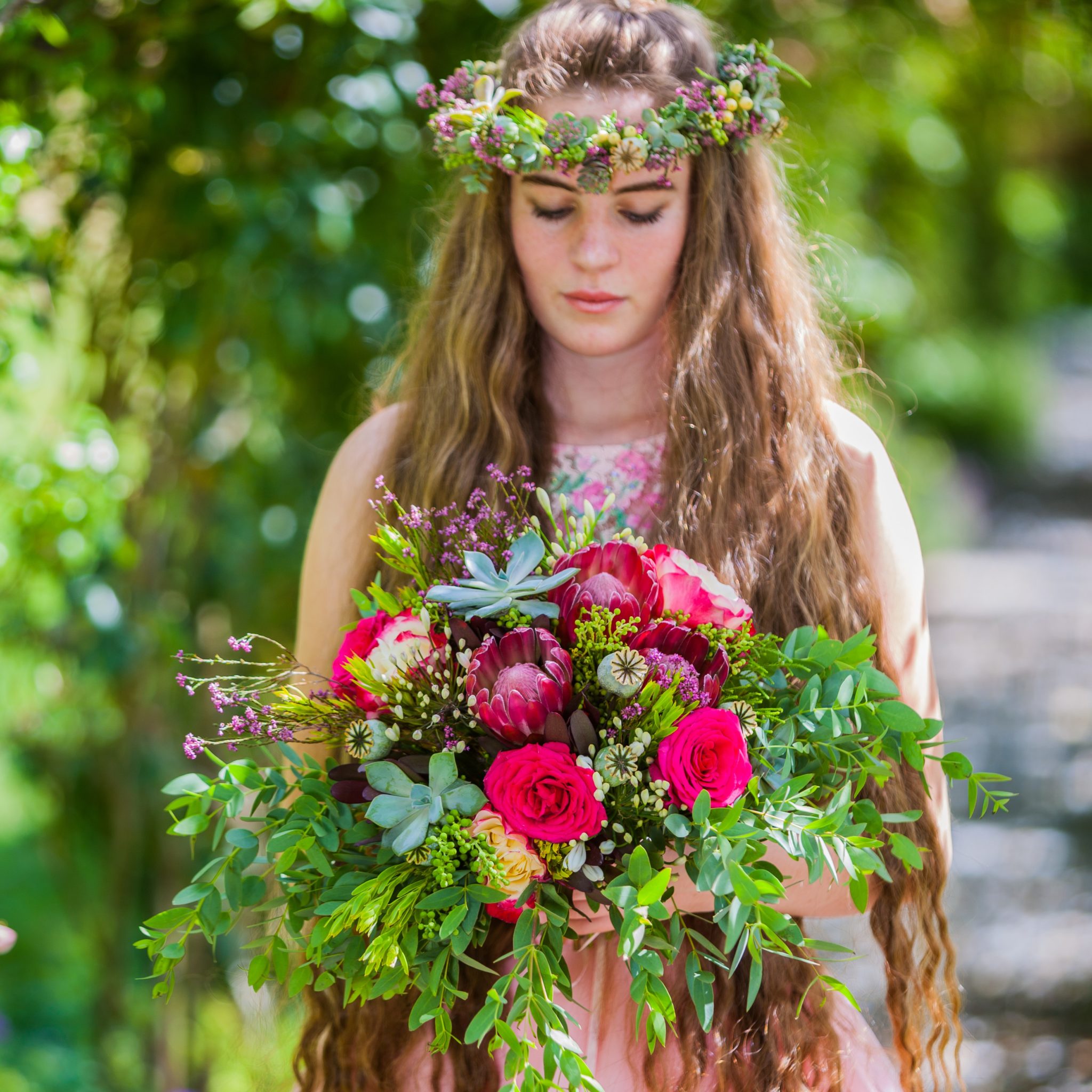 Tina Parkes, director of the British Academy of Floral Art, showcasing professional floral demonstration designs at flower club events- promoting the "three day course to learn the Art of Floral Demonstration" for aspiring florists