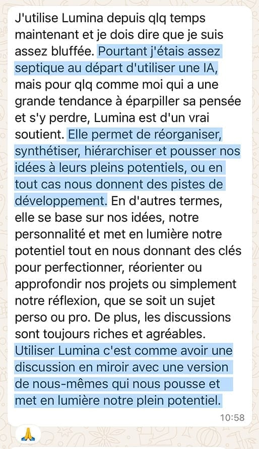 Avis des bêta-testeurs sur Lumina AI.