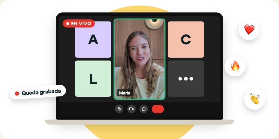 Mockup: la clase en vivo con María en un computador