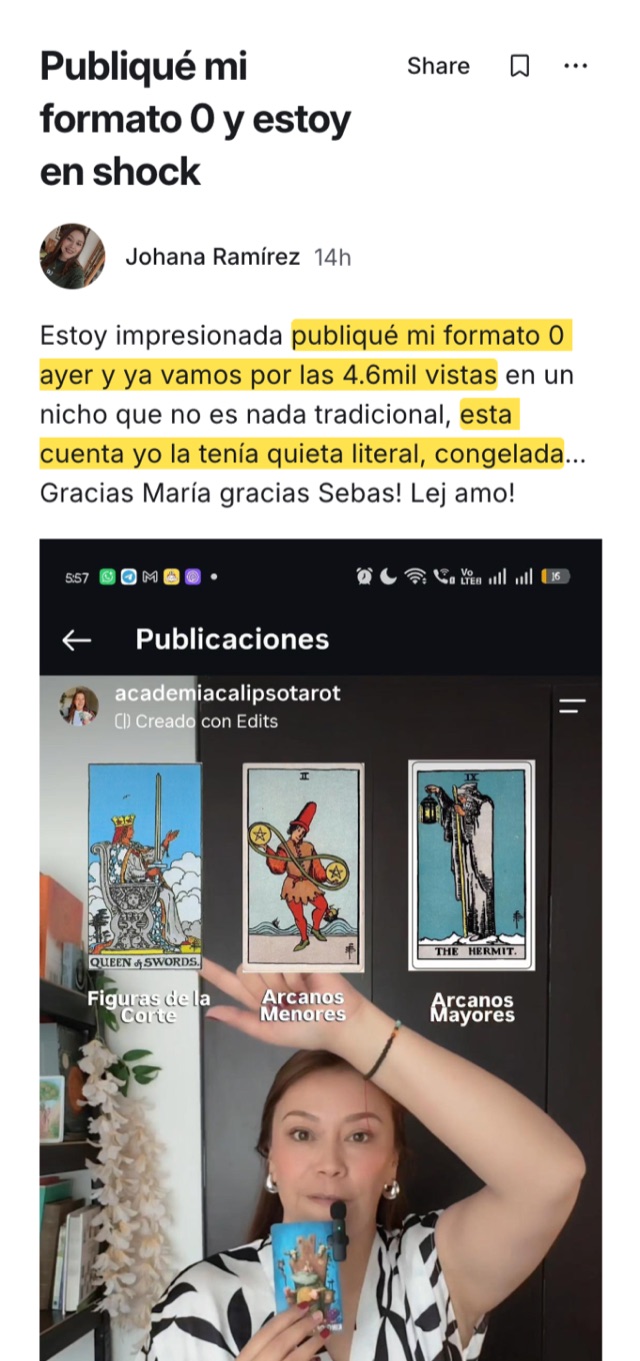 Post de Joha en la comunidad: publiqué mi formato 0 y estoy en shock