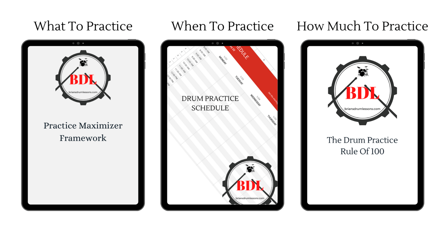 Image of drumming guides what to practice, when to practice and how much to practice. 