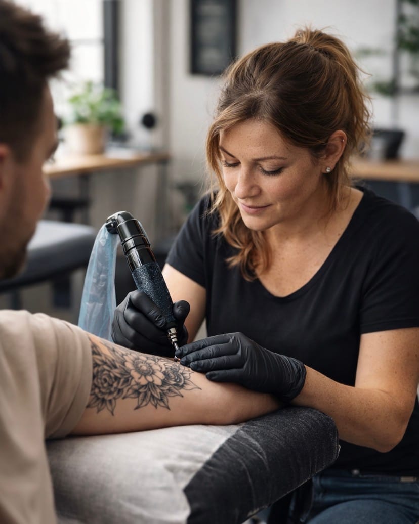 Tatoueur en action