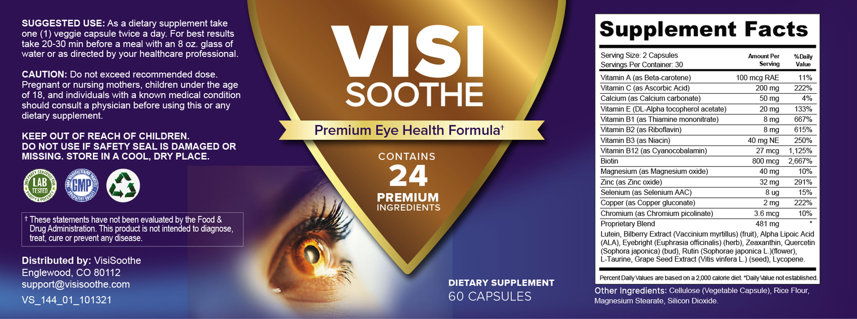 visisoothe facts label