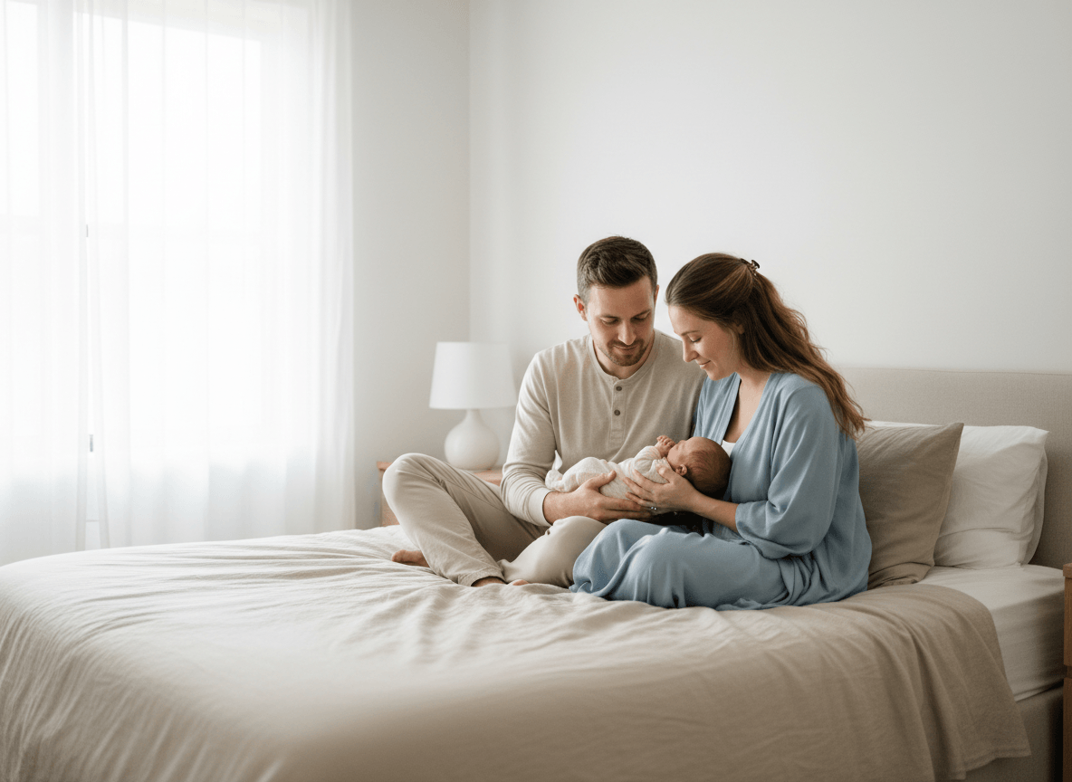Pareja joven con su bebé