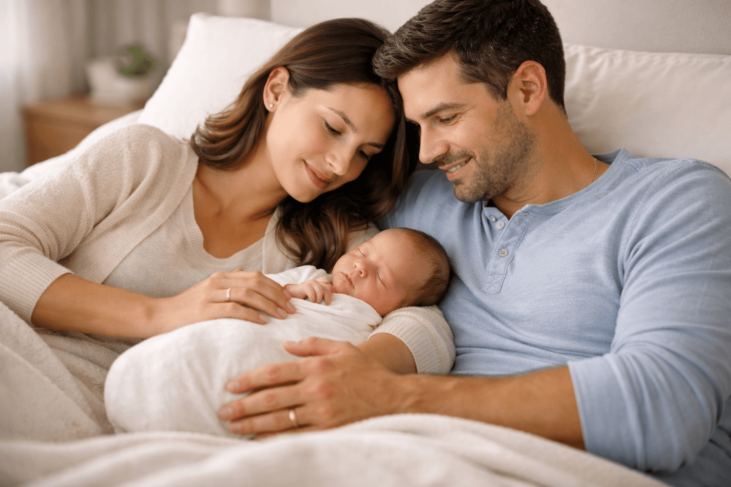 Bebé recién nacido con sus padres