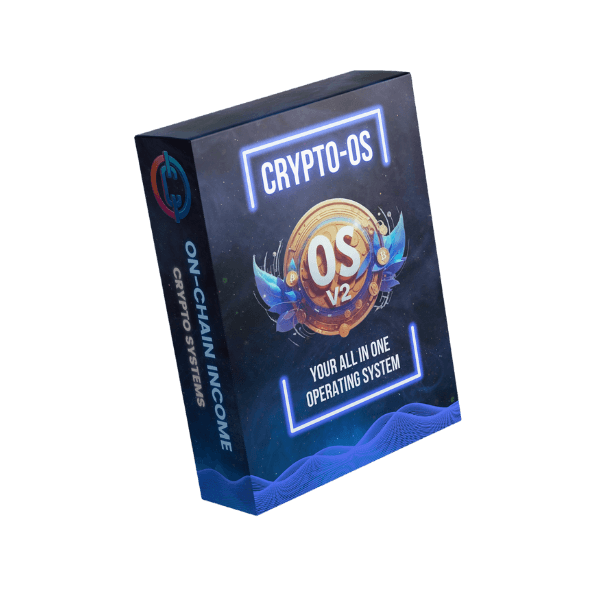 Crypto OS box mockup image. master crypto in one place with crypto os, your all in one operating system for all things crypto