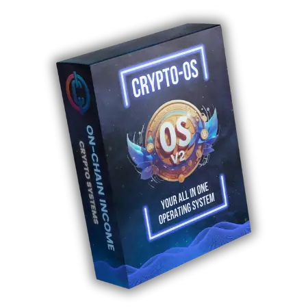 Crypto OS - V2 box mockup image. master crypto in one place with crypto os, your all in one operating system for all things crypto