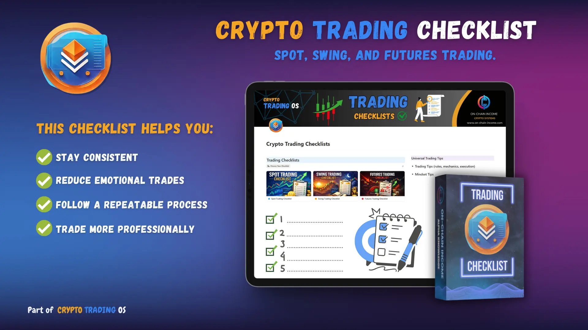 Crypto Trading Checklist Notion template covering spot swing and futures trading