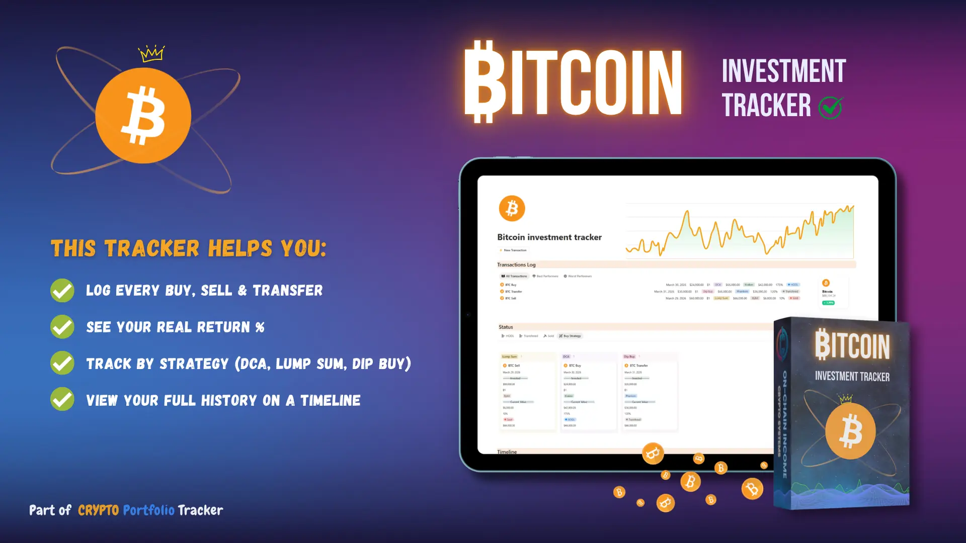 Bitcoin Investment Tracker Notion template for long term BTC holders and DCA tracking