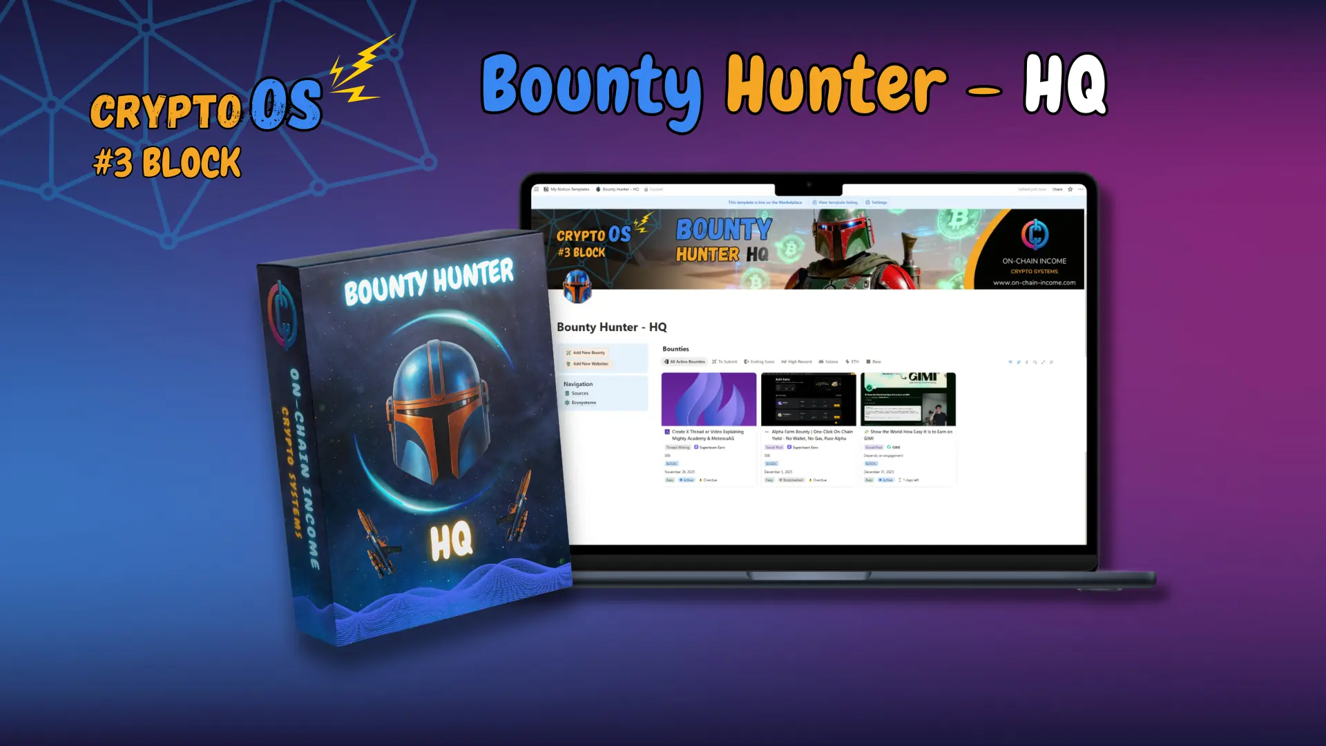 Bounty Hunter HQ Notion template for tracking crypto bounties across multiple Web3 platforms