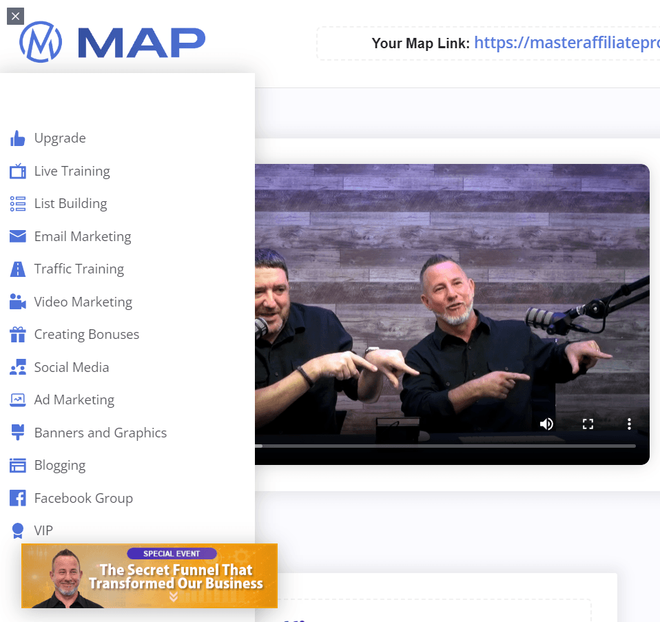 Learning affiliate marketing inside MAP.