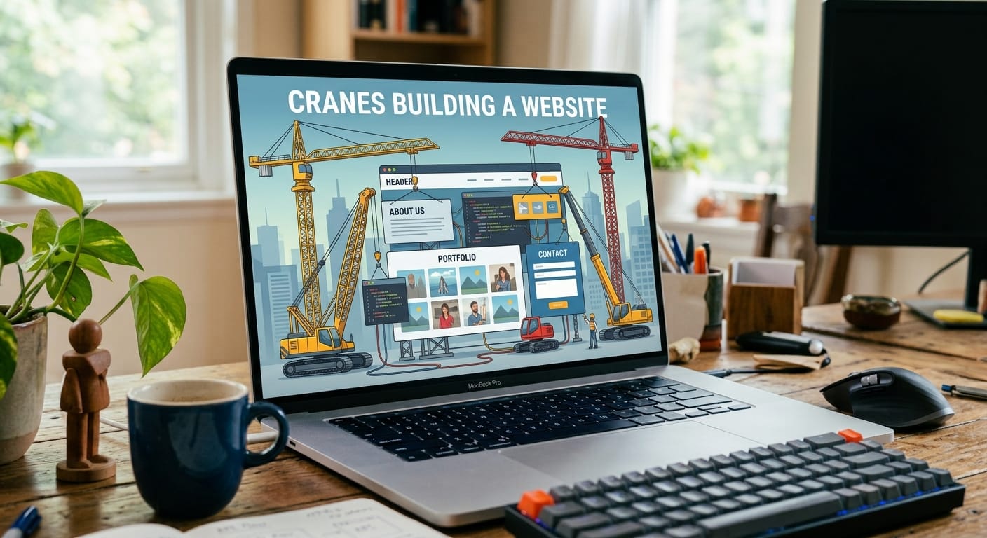 Cranes building a website.