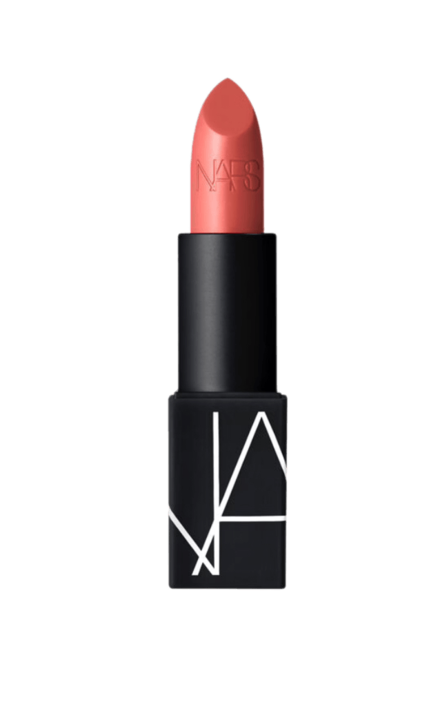 A chic NARS lipstick in a lively coral color, ideal for a fresh and radiant lip look that stands out beautifully.