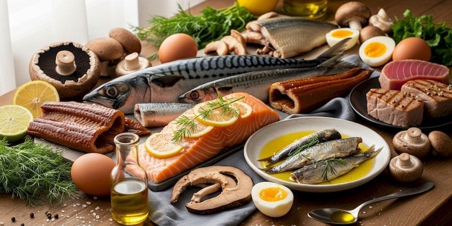 D-vitaminban gazdag ételek: lazac, makréla, hering, szardínia, tojás és gomba – természetes D-vitamin források az étrendben