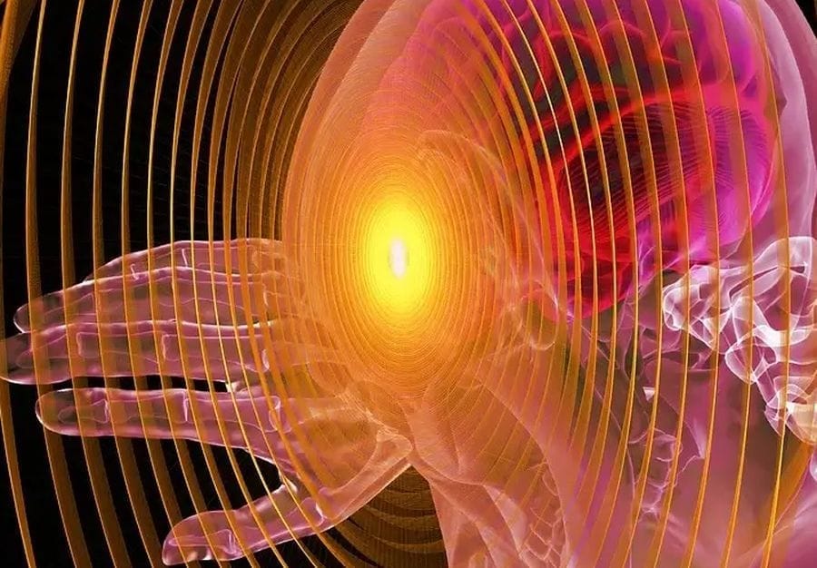 Stilizált illusztráció, a fejfájás kinjáról.