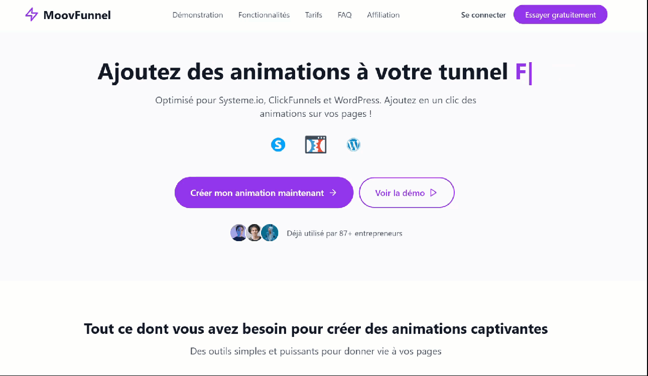 MoovFunnel outil systeme io no code