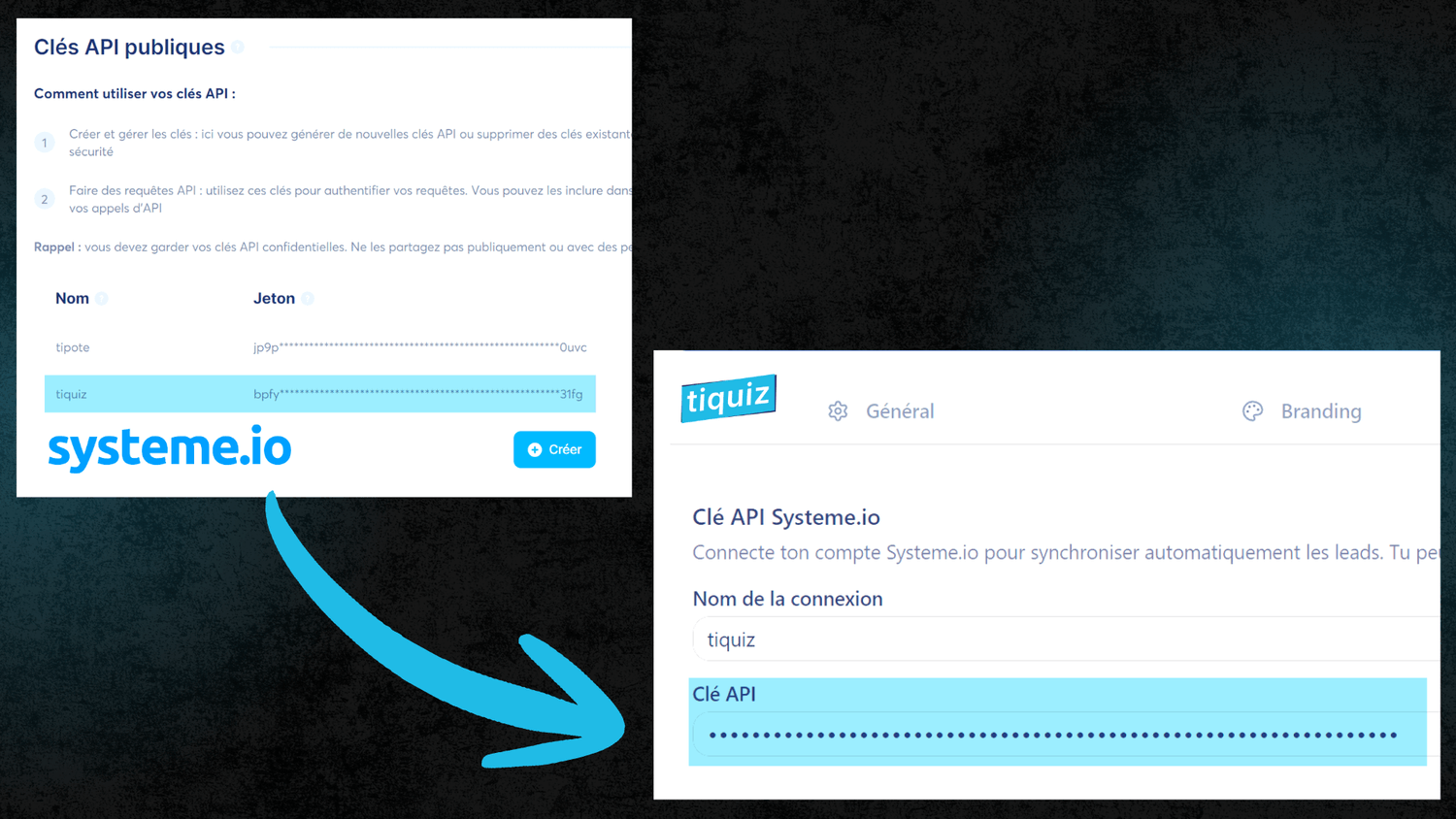Clé api Systeme.io