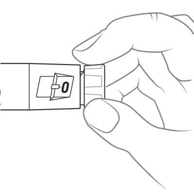 Sélection de la dose sur le stylo Mounjaro KwikPen, bouton tourné jusqu'au bout et icône de dose complète