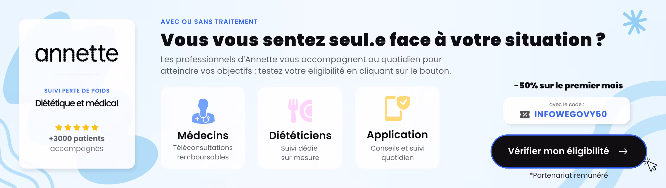 Annette, accompagnement diététique et médical pour la perte de poids : vérifier mon éligibilité
