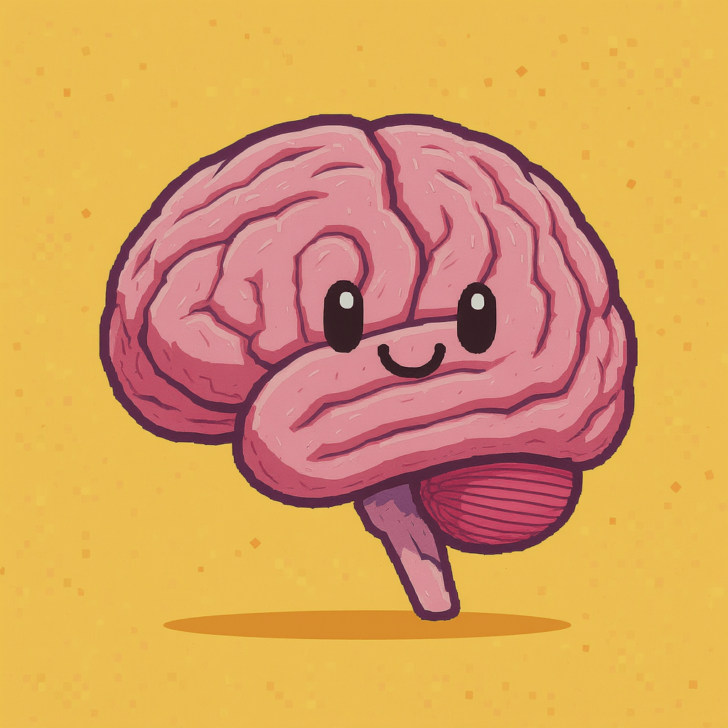 cartoon brain character with legs, representing beginners who are new to AI and want to learn the basics simply