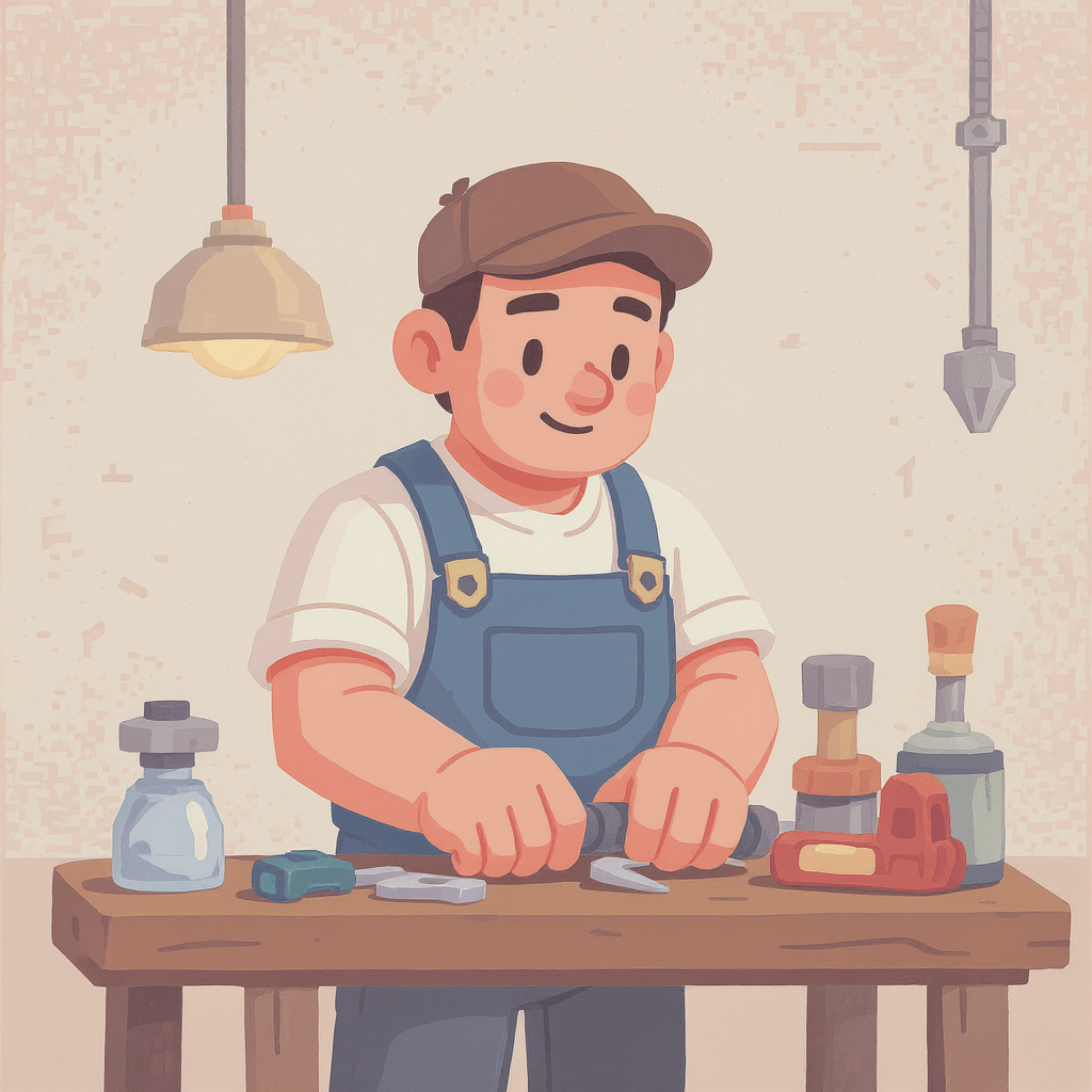 artoon handyman illustration for AI beginner guide
