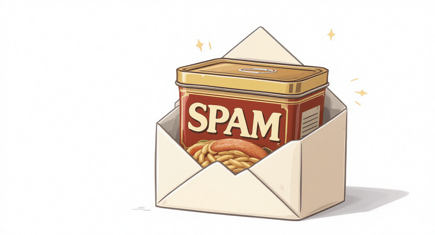 Illustration of spam email tin and a woman dreaming of AI tasks, representing classification, prediction, and generation in machine learning.