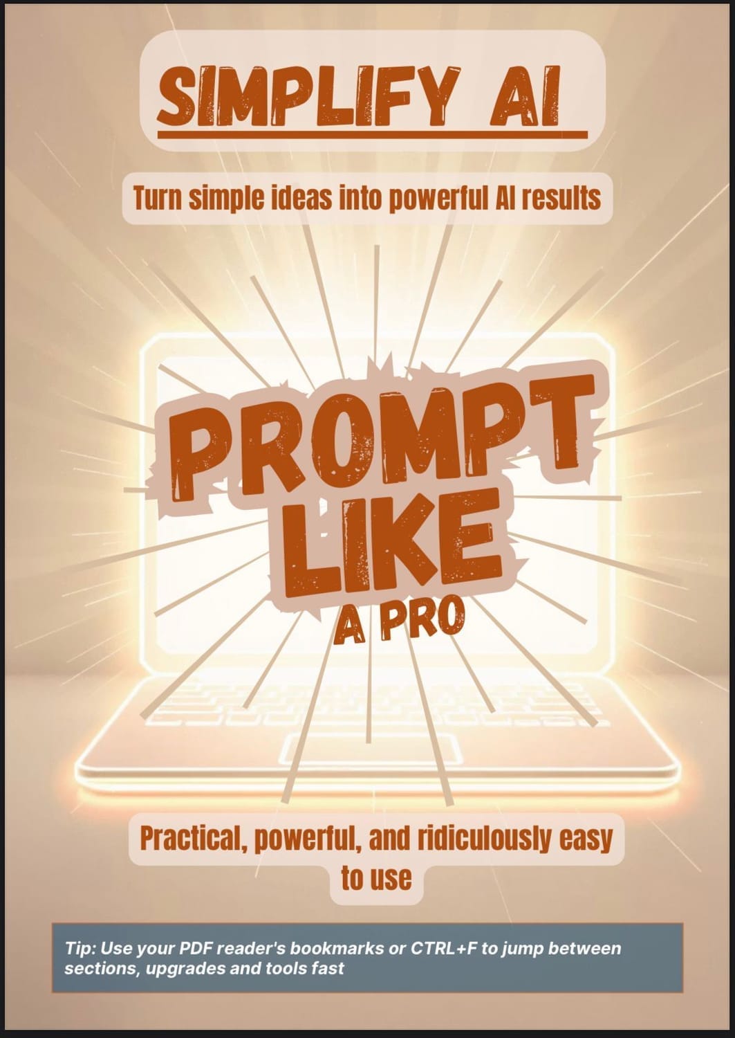 Front Cover of digital guide Prompt like a Pro, a beginner-friendly AI prompts Ebook with sleek minimalist design on a neutral background