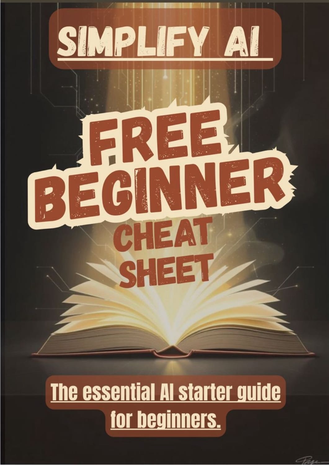 Simplify AI beginner cheat sheet cover - free guide to understanding AI basics for beginners