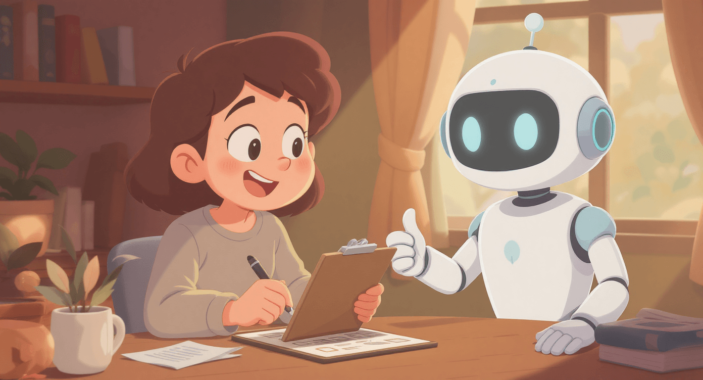 AI beginner following recovery checklist with AI assistant, showing step-by-step improvement process