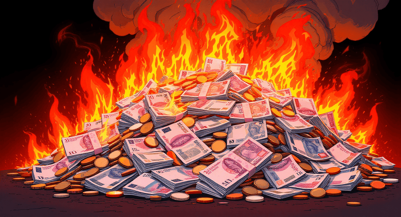 Money burning illustration representing costly NLP AI mistakes and failed natural language processing implementations for businesses