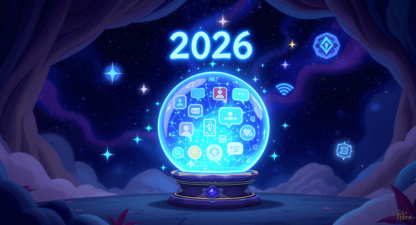 Future of NLP 2026 predictions illustration showing advanced natural language processing voice assistants and translation technology