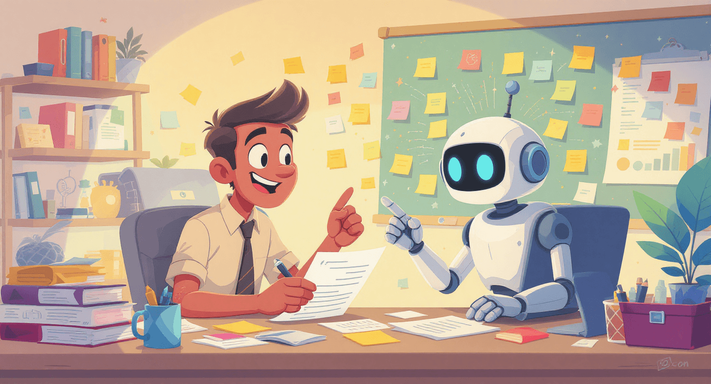 Human AI collaboration illustration showing how NLP natural language processing handles routine tasks while humans focus on creativity