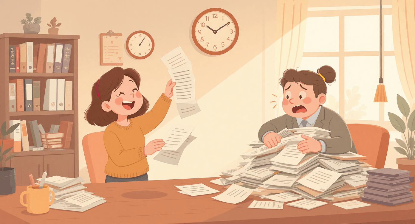 Form management limits - cartoon comparing free version 5 forms versus business needs for multiple forms