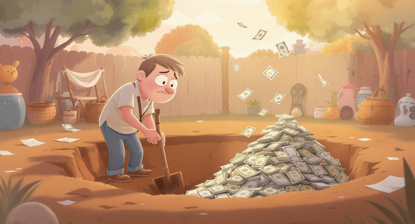 Wasting money on unused subscriptions - cartoon showing the financial waste of paying for AI tools you don't use