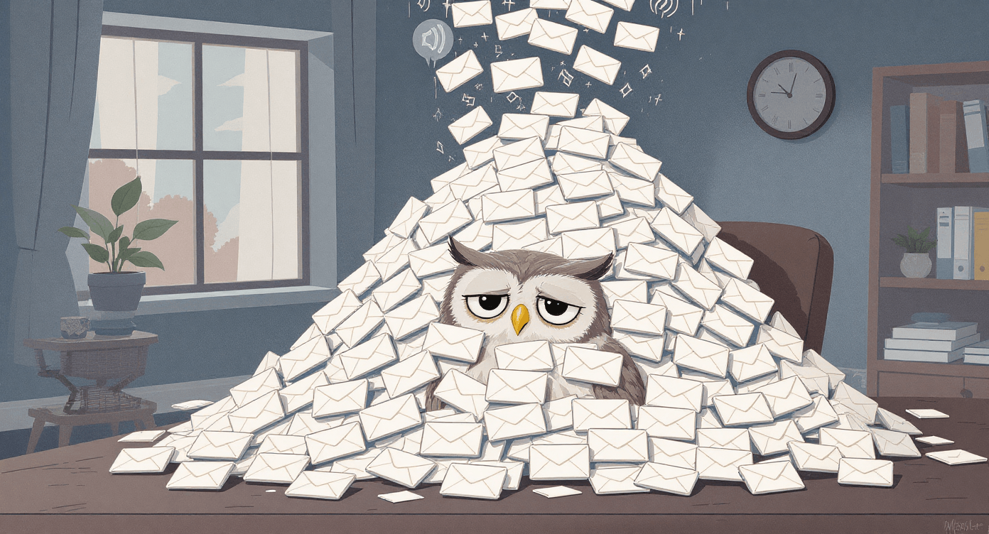 Business owner buried under email avalanche needing automated inbox management and filtering