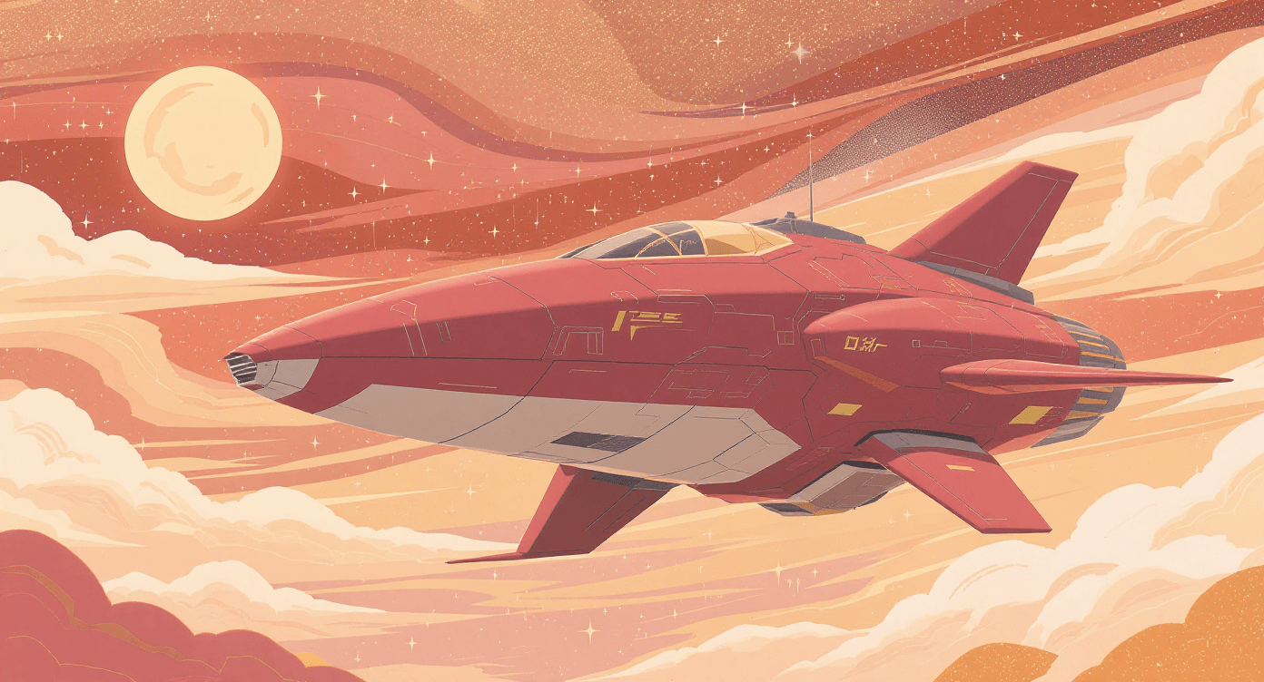 A cartoon spaceship symbolising narrow ai which is the sci-fi style of ai