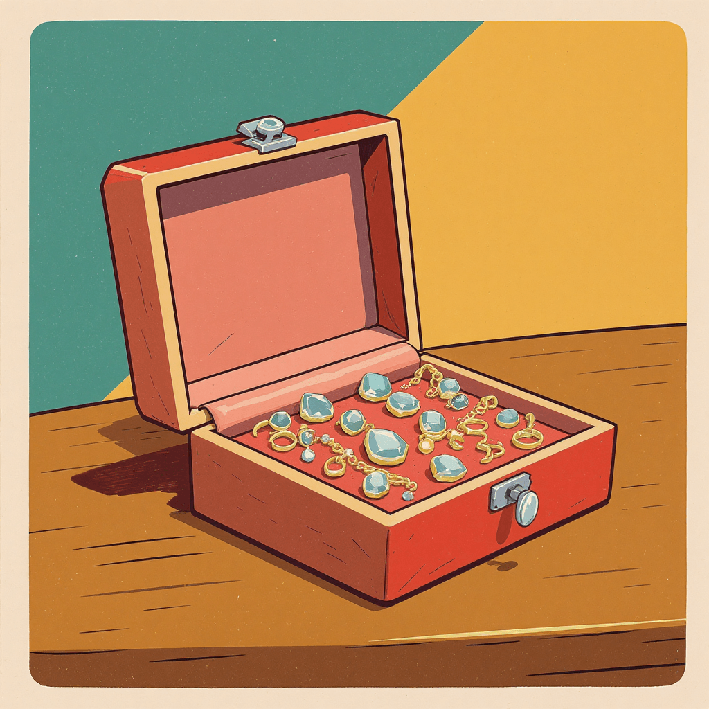 Close-up of elegant jewellery arranged neatly in a jewellery box, symbolising creativity, craftsmanship, and organised small business presentation.