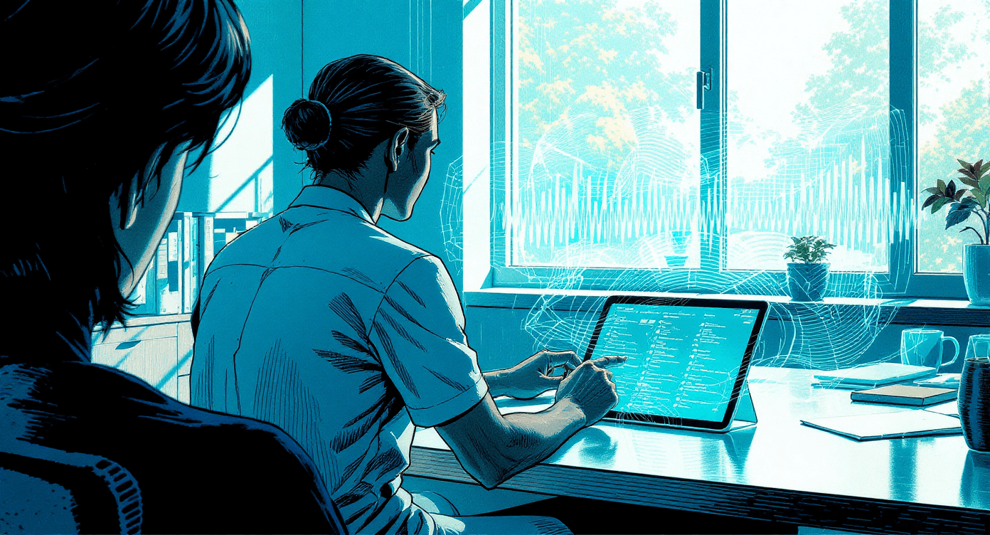 AI medical transcription enabling healthcare professional to maintain patient eye contact while automatically documenting consultations