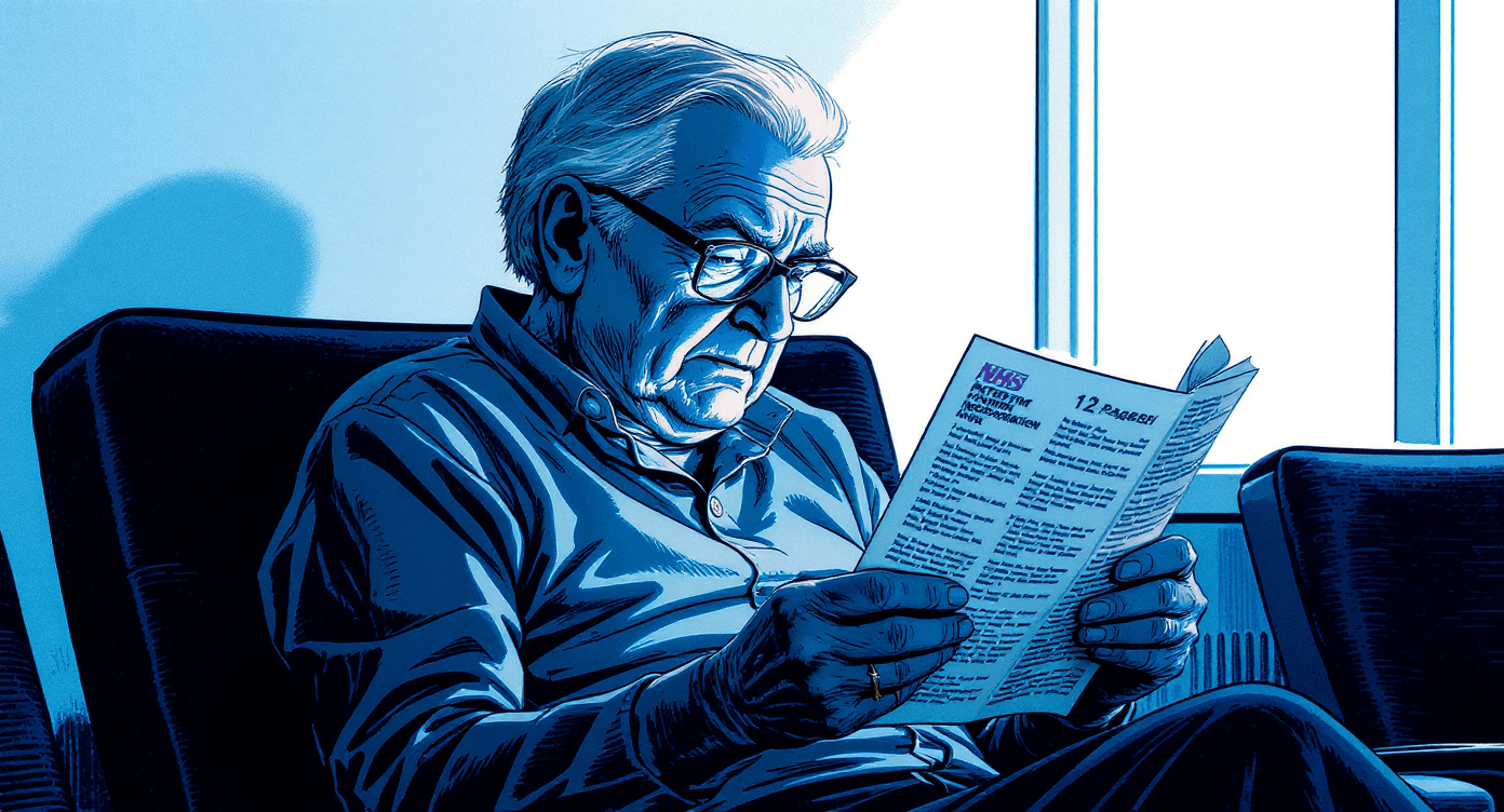 Patient confused by complex medical information leaflet with excessive text and healthcare jargon requiring simplification