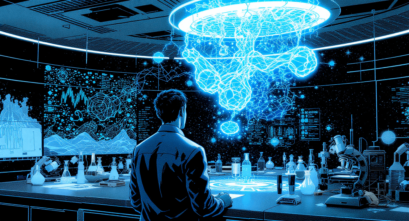 AI technology accelerating drug discovery through molecular analysis and protein structure prediction for new medical treatments