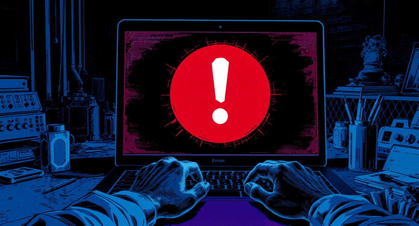 Large error notification on medical software requiring technical support and proper AI implementation training