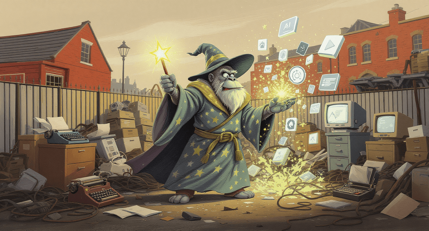 AI consultant transforming outdated manual business processes into modern automated workflow tools and systems