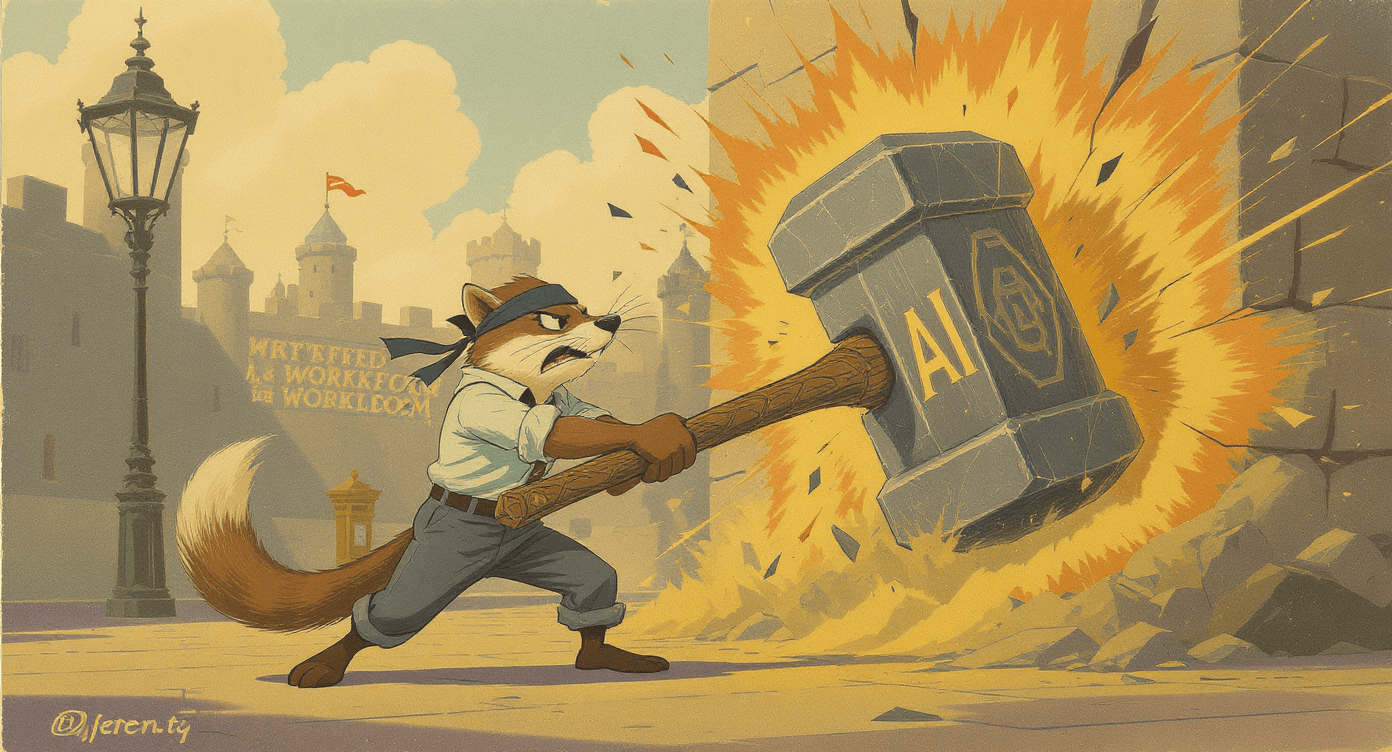 Business owner persistently working through AI implementation challenges and workflow optimization obstacles