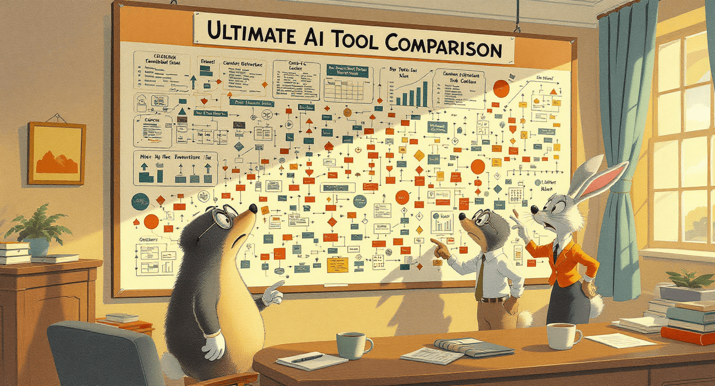 Business owners experiencing analysis paralysis from overthinking AI tool comparison research before implementation
