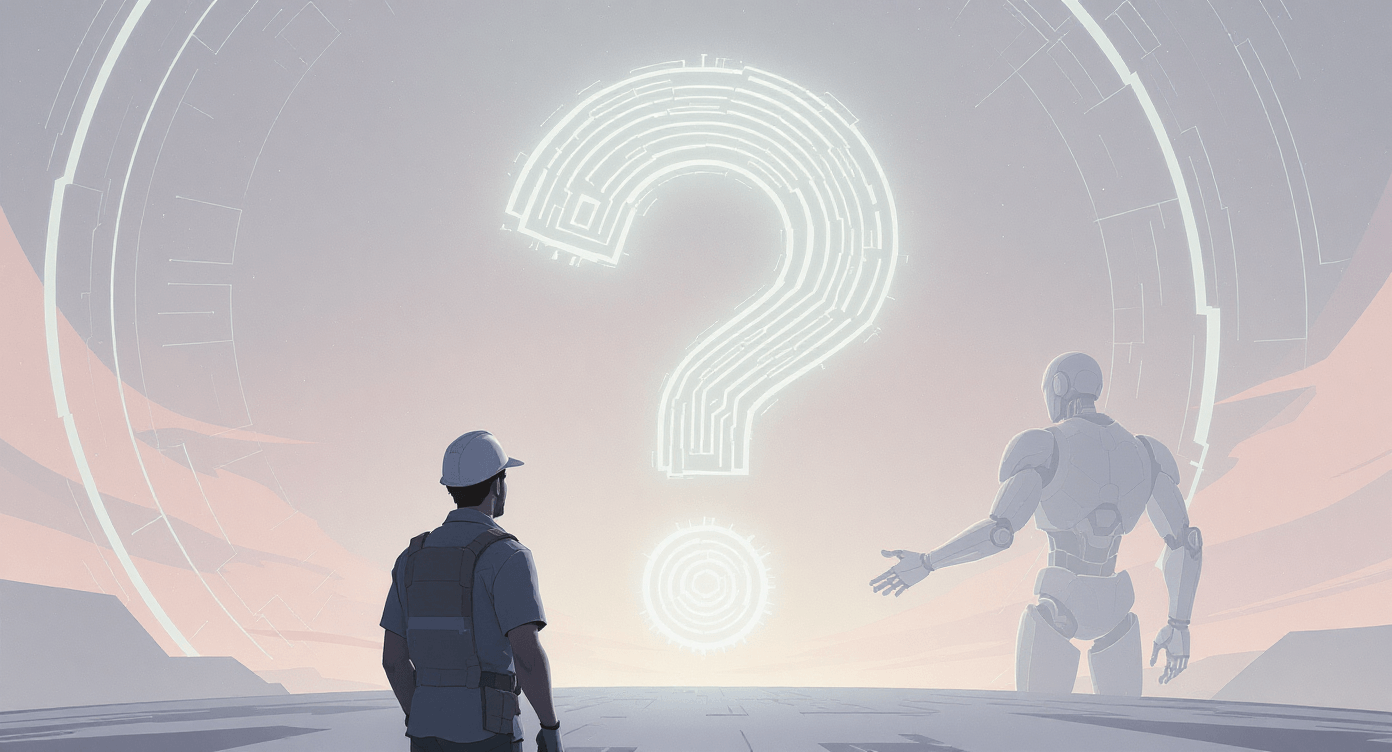Large floating question mark used to represent the confusion many people feel when first trying to understand what AI actually is.